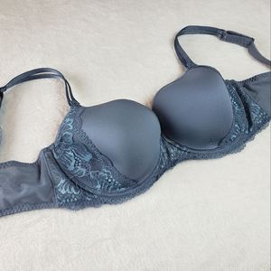 NWOT Simone Perele, Promesse 3D Plunge Lace Spacer T-shirt Bra, 34F, Blue Grey